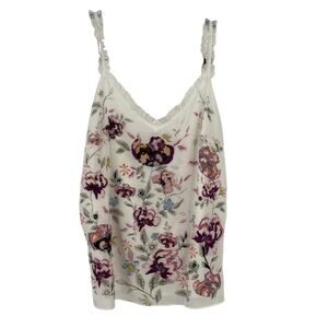 White House Embroidered Floral Print Sleeveless Tank Layered Women's Medium